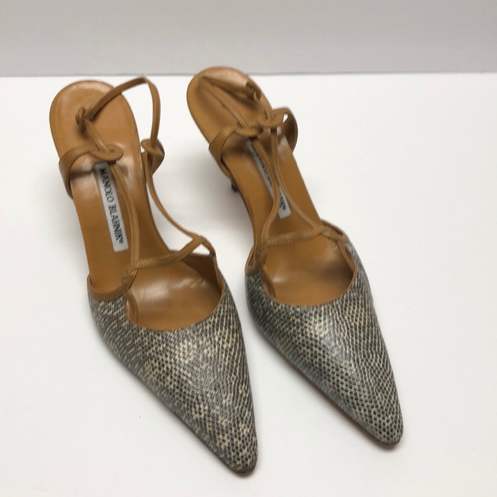 Manolo Blahnik Viper print Slingback